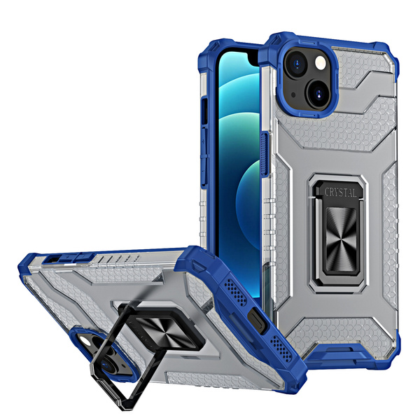 CRYSTAL RING CASE KICKSTAND TOUGH RUGGED COVER FOR IPHONE 12 BLUE