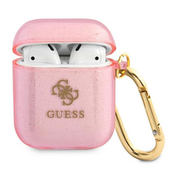 GUESS GUA2UCG4GP AIRPODS 1/2 COVER RÓŻOWY/PINK GLITTER COLLECTION