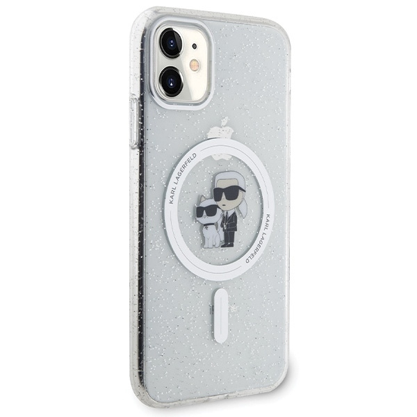 Karl Lagerfeld KLHMN61HGKCNOT case for iPhone 11 / Xr - transparent hardcase Karl&amp;Choupette Glitter MagSafe