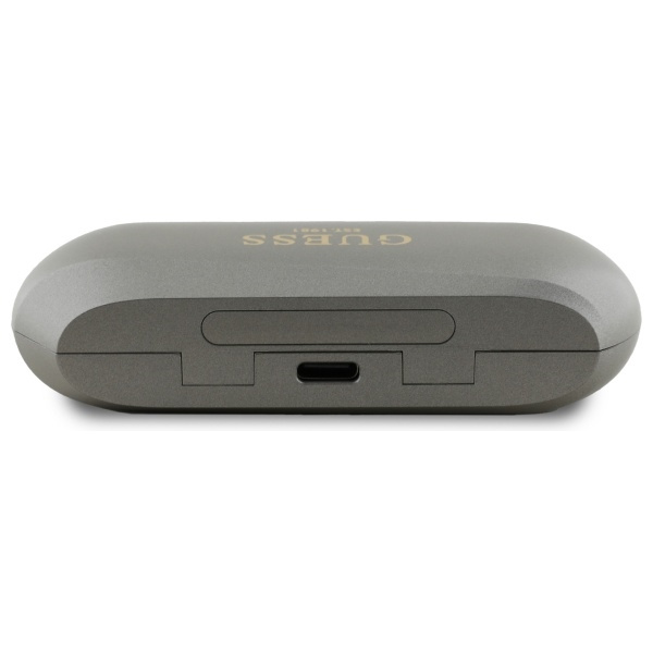Guess słuchawki Bluetooth GUTWSC2MCDSE   TWS + stacja dokująca taupe Elongated Metalic Printed Logo