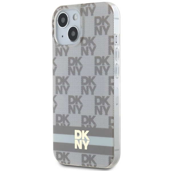 DKNY DKHMP15MHCPTSE iPhone 15 Plus /14 Plus 6.7" beżowy/beige hardcase IML Checkered Mono Pattern & Printed Stripes MagSafe