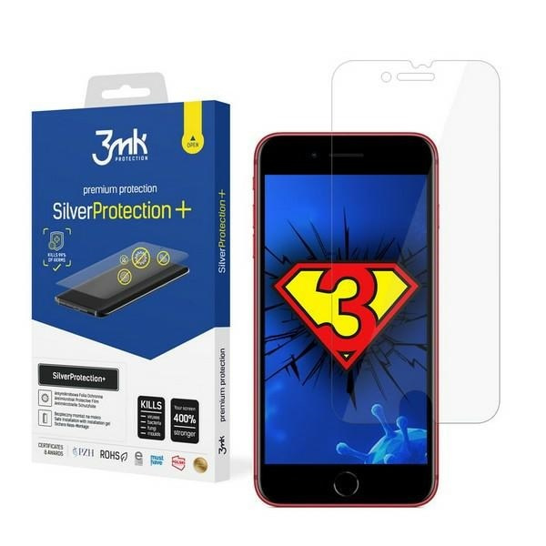 3MK SILVER PROTECT+ IPHONE 8 PLUS WET ANTYMIKROBE FOIL MOUNTED