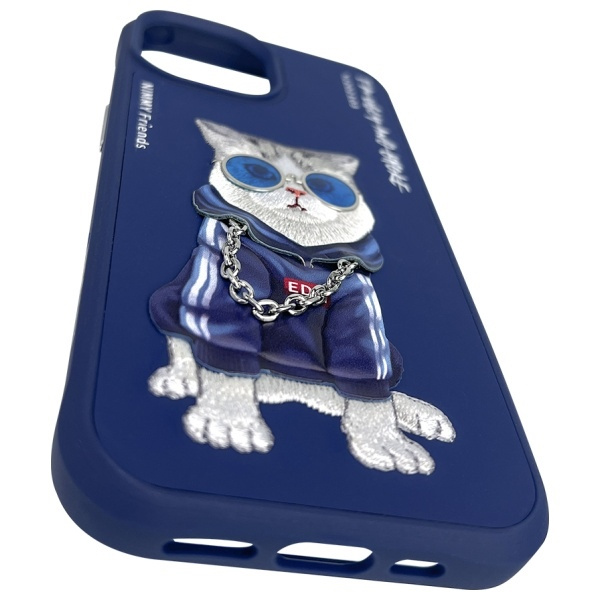 Nimmy etui iPhone 15 6.1" niebieski/blue  Glasses Cool Cat