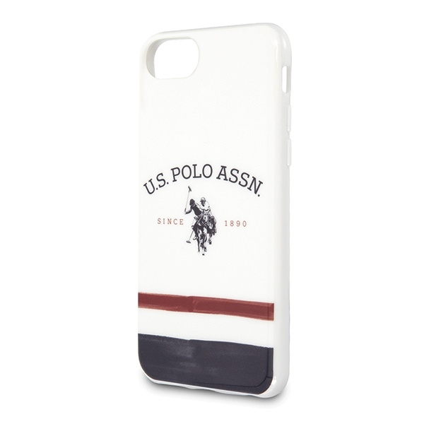 Etui U.S. Polo Assn. Tricolor Pattern Collection na iPhone 7 / 8 / SE 2020 / SE 2022 - białe