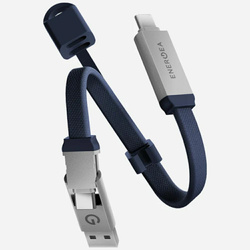 Kabel Energea Sheath Key 2w1 USB-C do USB-C/USB-A 480Mbps 60W 15cm niebieski