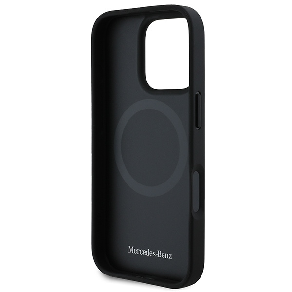 Mercedes MEHMP16L23RURBK iPhone 16 Pro  6.3" czarny/black hardcase MB Blue Line Leather MagSafe