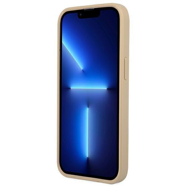Guess GUHCP14SPSATLE iPhone 14 / 15 / 13 6.1" beżowy/beige hardcase SaffianoTriangle Logo