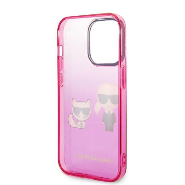 KARL LAGERFELD KLHCP14LTGKCP IPHONE 14 PRO 6,1" HARDCASE RÓŻOWY/PINK GRADIENT IKONIK KARL & CHOUPETTE