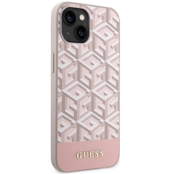 Guess GUHMP14MHGCFSEP iPhone 14 Plus / 15 Plus 6.7" różowy/pink hard case GCube Stripes MagSafe
