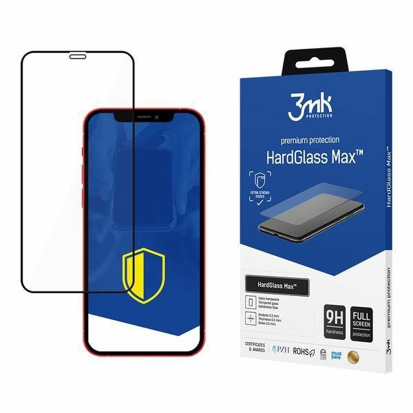 3MK HARDGLASS MAX IPHONE 12/12 PRO 6.1 "BLACK / BLACK, FULLSCREEN GLASS