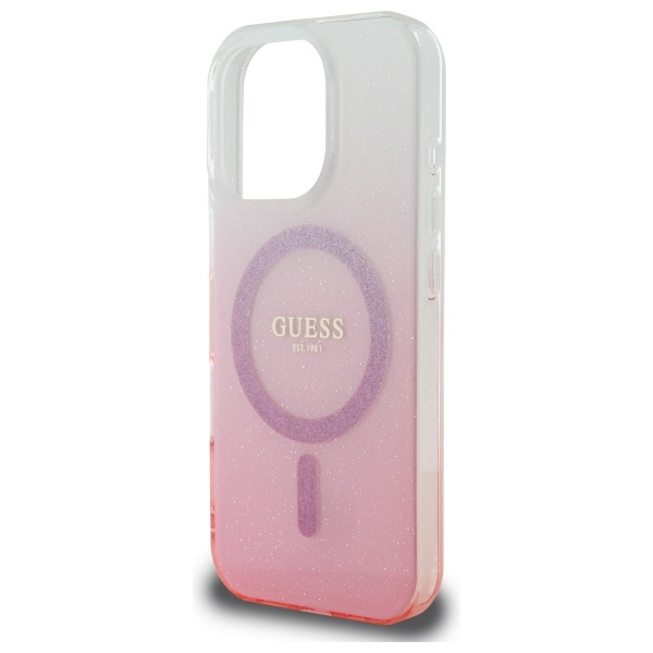 Guess GUHMP16LHGRCELP iPhone 16 Pro6.3" różowy/pink hardcase IML Glitter Gradient MagSafe