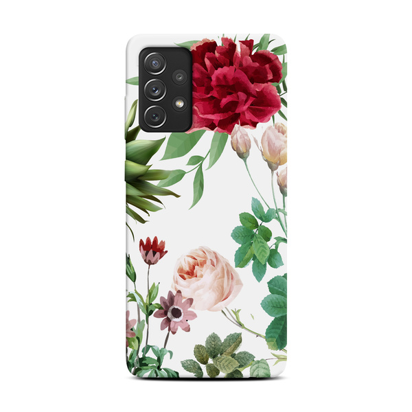 CaseGadget ETUI NADRUK CZERWONA RÓŻA I LIŚCIE NA BIAŁYM SAMSUNG GALAXY A72 / A72 5G