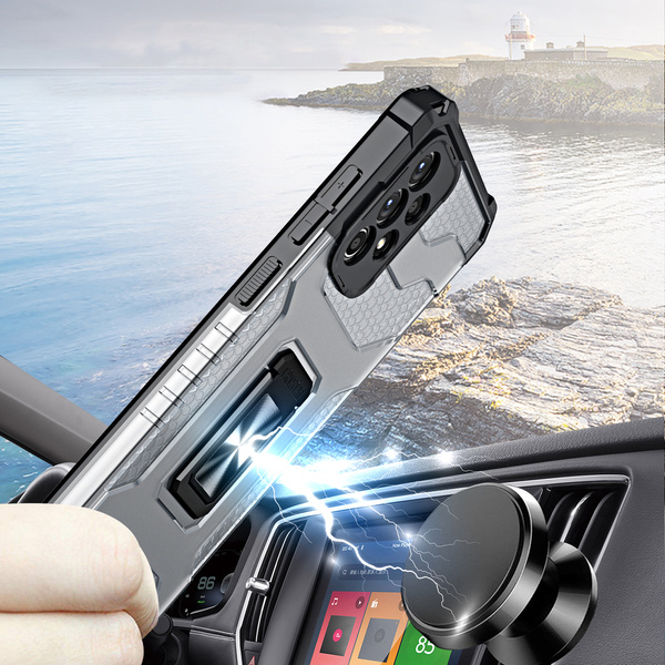 CRYSTAL RING CASE KICKSTAND TOUGH RUGGED COVER FOR SAMSUNG GALAXY A72 4G BLACK
