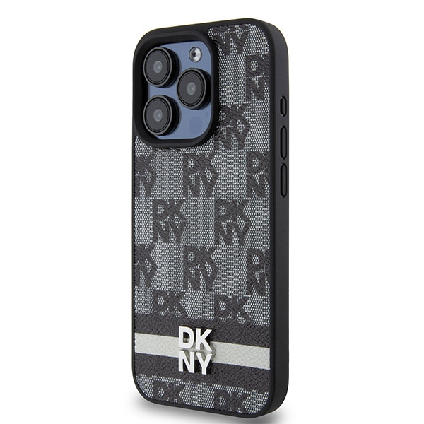 DKNY DKHCP15XPCPTSSK iPhone 15 Pro Max6.7" czarny/black hardcase Leather Checkered Mono Pattern & Printed Stripes