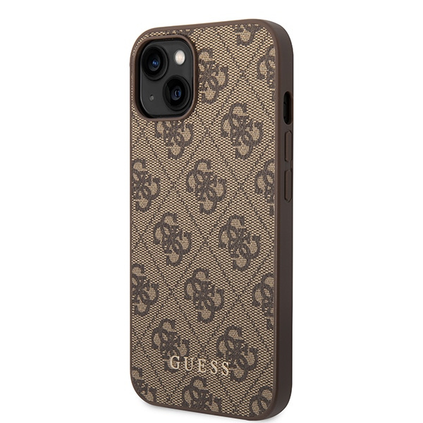 Guess GUHCP15MG4GFBR iPhone 15 Plus / 14 Plus 6.7" brązowy/brown hard case 4G Metal Gold Logo