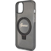 Guess GUHMP15SHRSGSK iPhone 15 / 14 / 13 6.1" czarny/black hardcase Ring Stand Script Glitter MagSafe