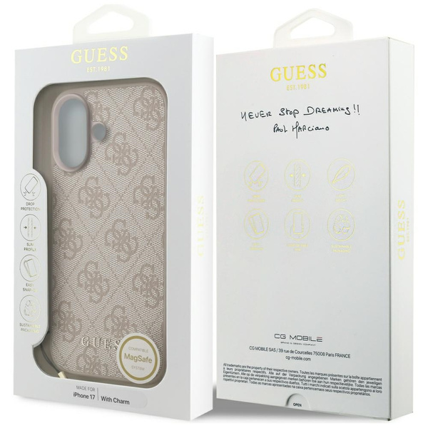 Etui Guess 4G Charms Collection MagSafe do iPhone 17 różowy