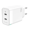 JELLICO wall charger C106 GaN PD 45W 2xUSB-C + cable USB-C - USB-C White