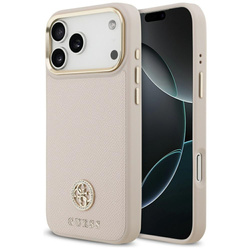 Etui Guess Grained Strass Logo MagSafe do iPhone 17 Pro Max różowy