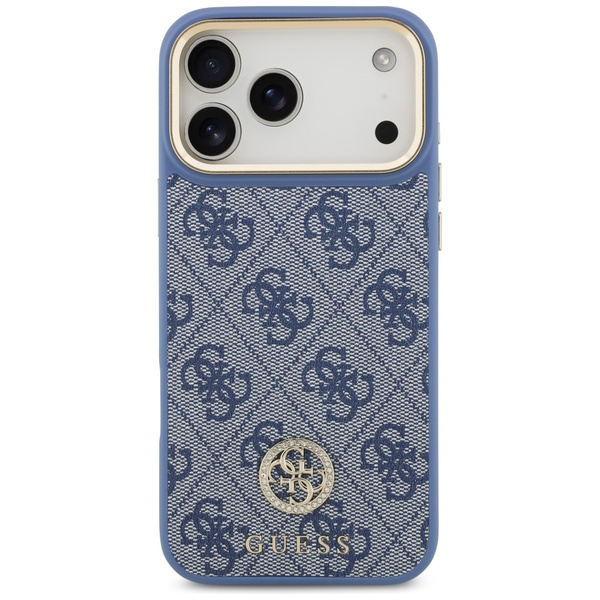 Etui Guess 4G Strass Logo MagSafe do     iPhone 17 Pro Max niebieski