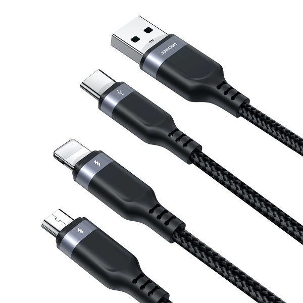 Kabel Joyroom Multi-Use Series S-A18 3w1 USB-A - Lightning / USB-C / micro USB 1.2m - czarny