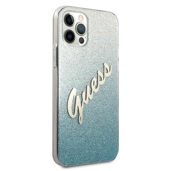 Guess GUHCP12MPCUGLSBL iPhone 12/12 Pro6,1" niebieski/blue hardcase Glitter Gradient Script
