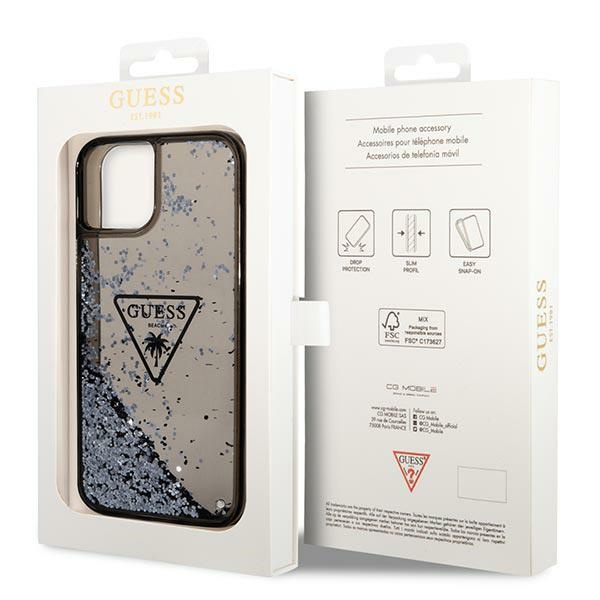 Guess GUHCP14MLFCTPK iPhone 14 Plus/ 15 Plus 6.7" czarny/black hardcase Liquid Glitter Palm Collection