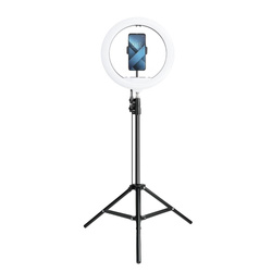 Lampa LED Ring Stream RGB pierścieniowa 13" z uchwytem na telefon + statyw czarna