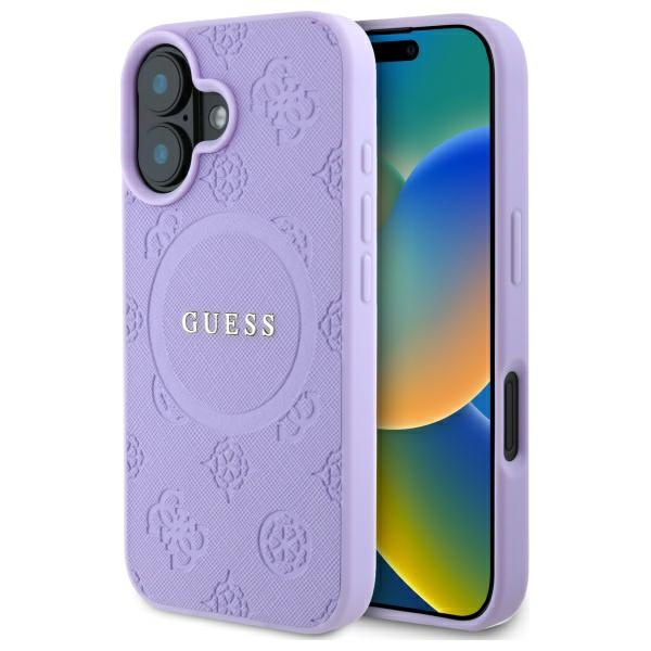 Guess GUHMP16MPSAPSMEU iPhone 16 Plus    6.7" fioletowy/purple hardcase Saffiano Peony Classic Logo MagSafe