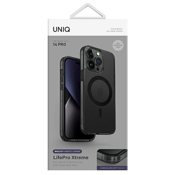 Uniq LifePro Xtreme Magclick Charging case for iPhone 14 Pro - gray and black