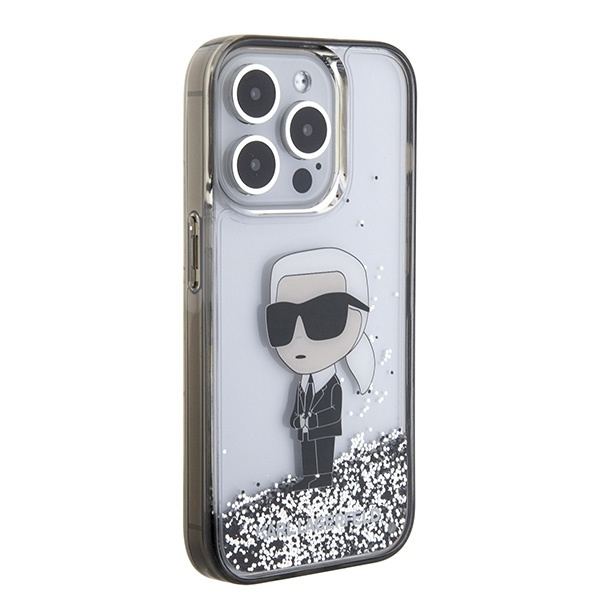 Etui Karl Lagerfeld Liquid Glitter Ikonik do iPhone 15 Pro - przezroczyste
