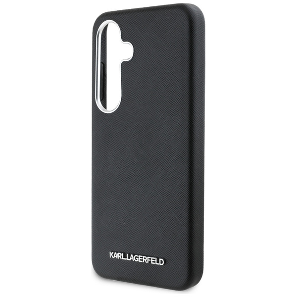 Etui Karl Lagerfeld Saffiano Full         Wrapped Elongated Metal Logo MagSafe do Samsung Galaxy S25 czarny
