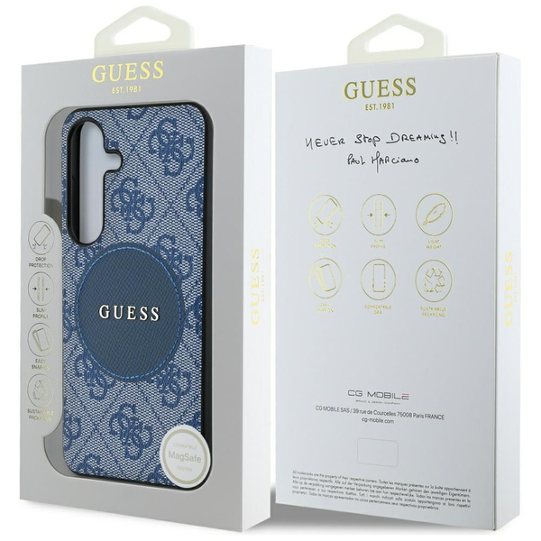 Etui Guess 4G Round Patch Classic Logo   MagSafe do Samsung Galaxy S25+ niebieski