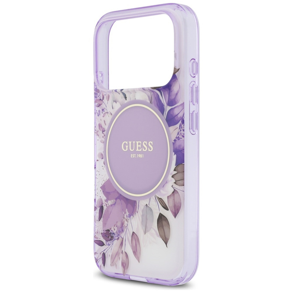 Etui Guess IML Flower & Tonal Circle     MagSafe do iPhone 17 Pro fioletowy