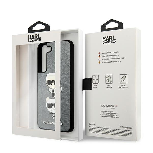 KARL LAGERFELD KLHCS222MSAKICSL S22+ S906 SREBRNY/SILVER SAFFIANO KARL & CHUPETTE HEAD