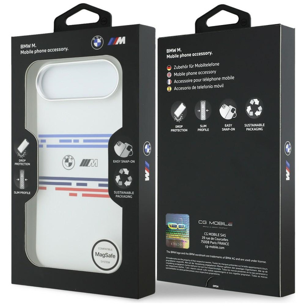 Etui BMW M Silicon Horizontal Line MagSafe do iPhone Air biały