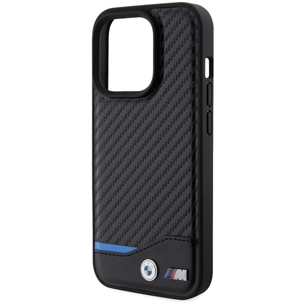Etui BMW Leather Carbon MagSafe na iPhone 15 Pro Max - czarne