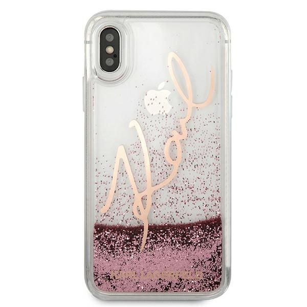 KARL LAGERFELD KLHCPXTRKSRG IPHONE X/XS RÓŻOWO-ZŁOTY/ROSE GOLD GLITTER SIGNATURE