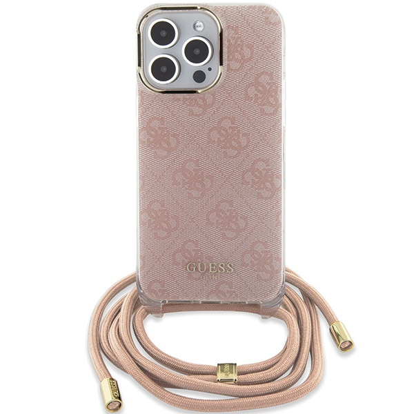 Guess GUHCP15XHC4SEP iPhone 15 Pro Max6.7" różowy/pink hardcase Crossbody Cord 4G Print