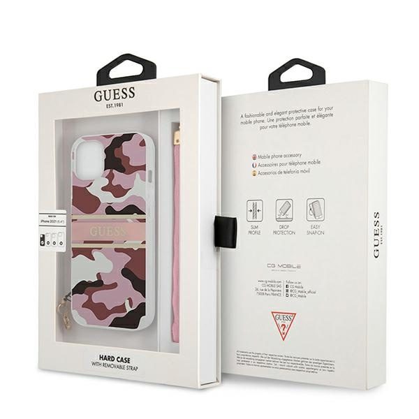 Guess GUHCP13MKCABPI iPhone 13 / 14 / 156.1" różowy/pink hardcase Camo Strap Collection
