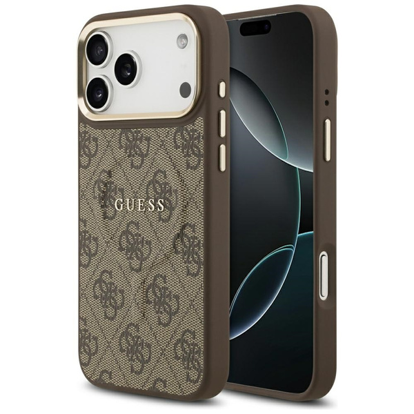 Etui Guess 4G PU Classic Logo MagSafe do iPhone 17 Pro Max brązowy