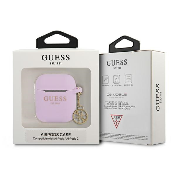 Guess  GUA2LSC4EU AirPods 1/2 cover fioletowy/purple Silicone Charm 4G Collection