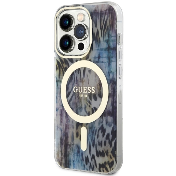 Guess GUHMP14XHLEOPWB iPhone 14 Pro Max6.7" niebieski/blue hardcase Leopard MagSafe