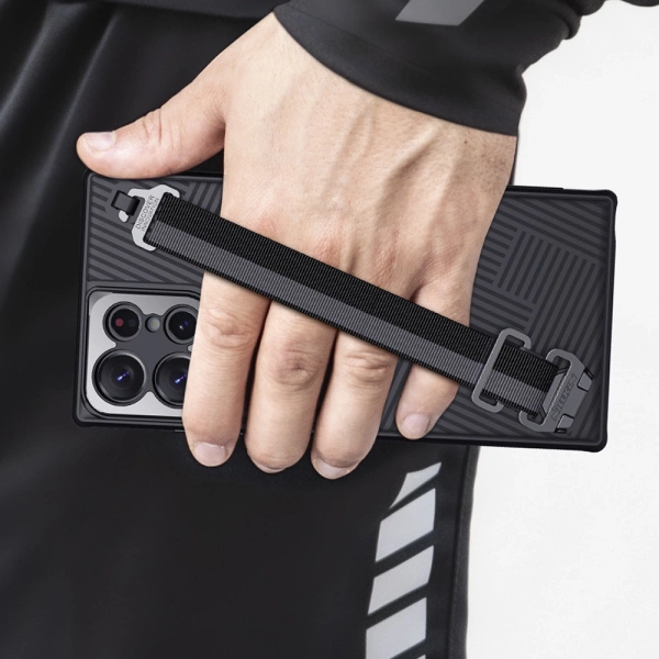 Nillkin Strap Case etui do Samsung Galaxy S23 Ultra pancerny pokrowiec z paskiem na rękę zielone