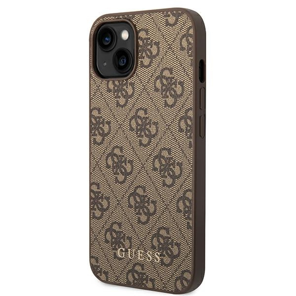 Guess GUHCP14MG4GFBR iPhone 14 Plus / 15 Plus 6.7" brązowy/brown hard case 4G Metal Gold Logo