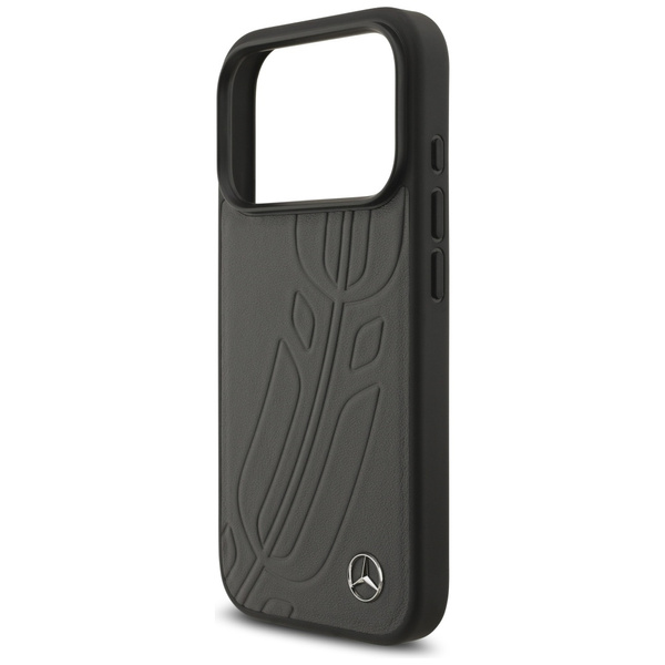 Etui Mercedes Leather Large Laurel Leave MagSafe do iPhone 17 Pro antracyt