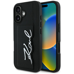 Etui Karl Lagerfeld HC Grained PU Cardslot Metal Signature do iPhone 16 czarny