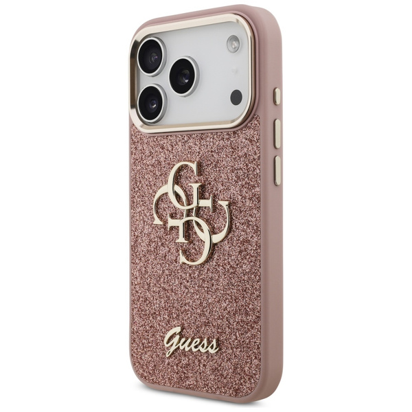 Etui Guess Fixed Glitter Big 4G Metal    Frame do iPhone 17 Pro różowy