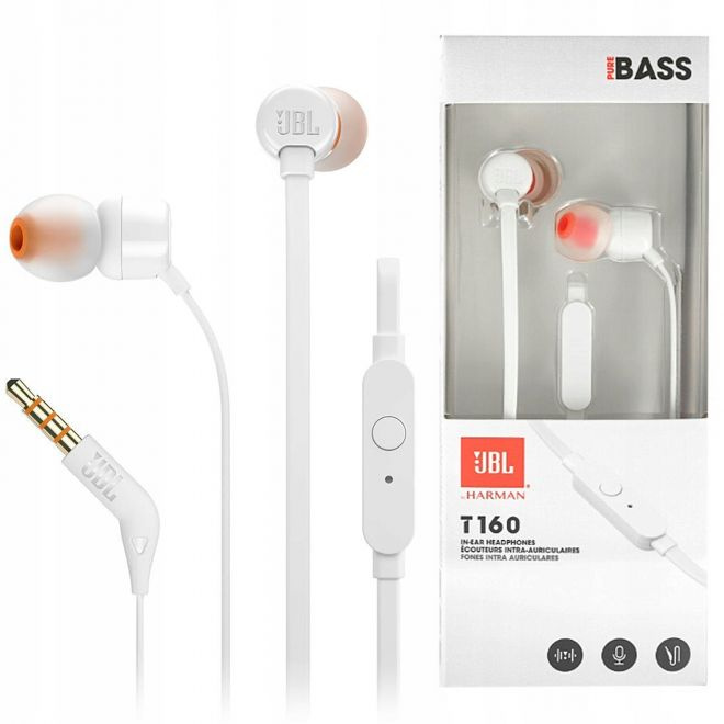Jbl Tune T160 White In-Ear Wired Headphones EAN: 6925281927669