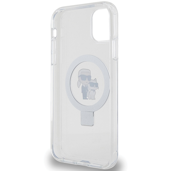 Etui Karl Lagerfeld Ring Stand Karl&Choupettte MagSafe do iPhone 11 / Xr - białe